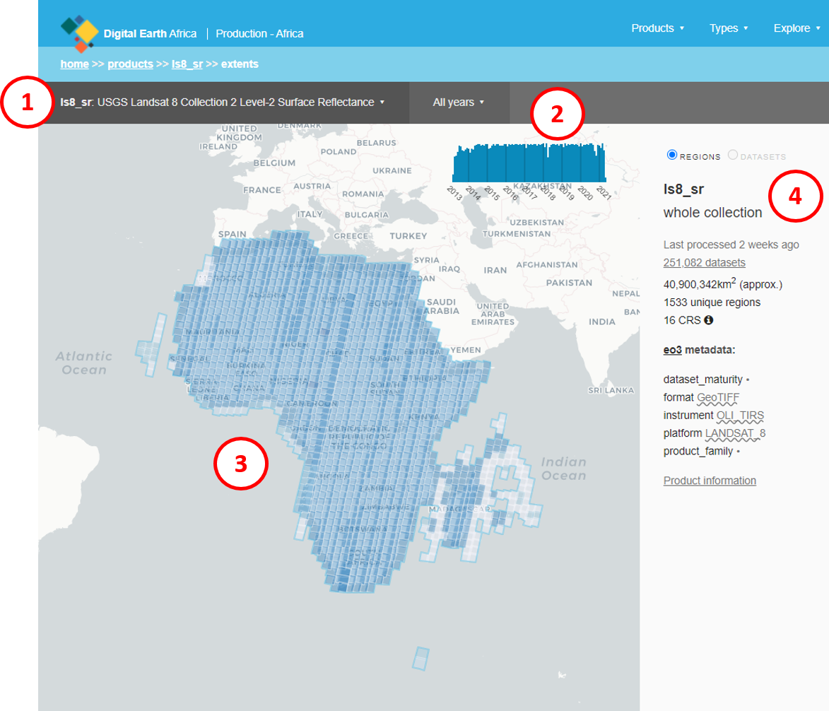 The DE Africa Metadata Explorer.